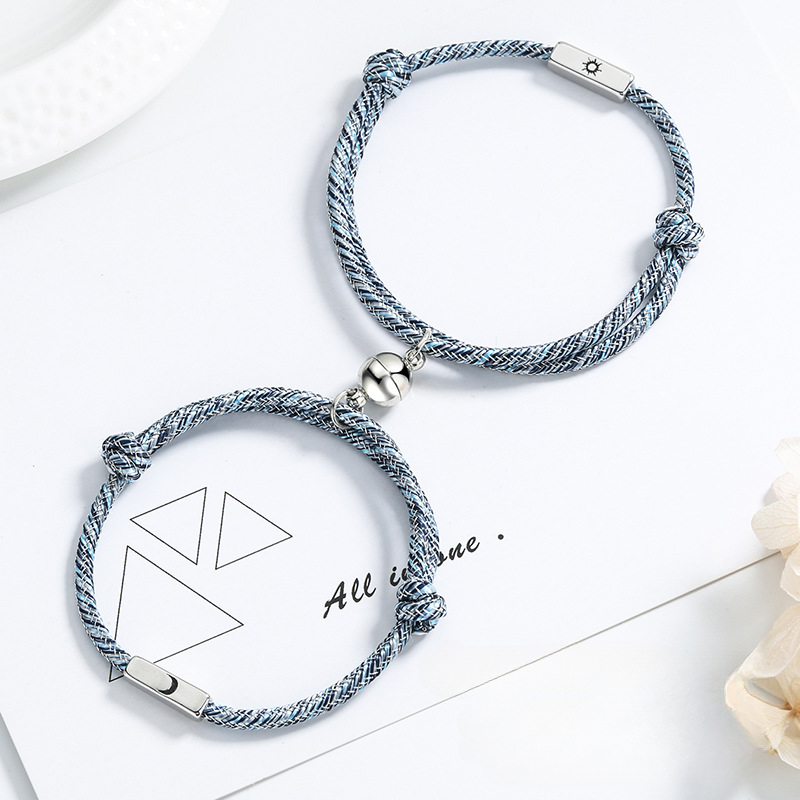 Wholesale Sun Moon Couple Hand Woven Bracelet